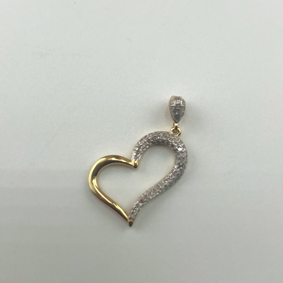 Jewelry - 14k Yellow Gold Vermeil REAL DIAMOND heart pendant for women, Anniversary Gift